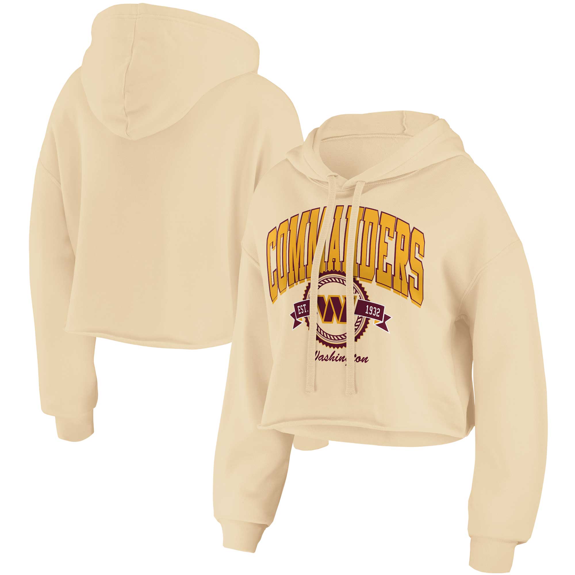 WEAR by Erin Andrews Commanders Fleece Cropped Pullover Hoodie - Women's