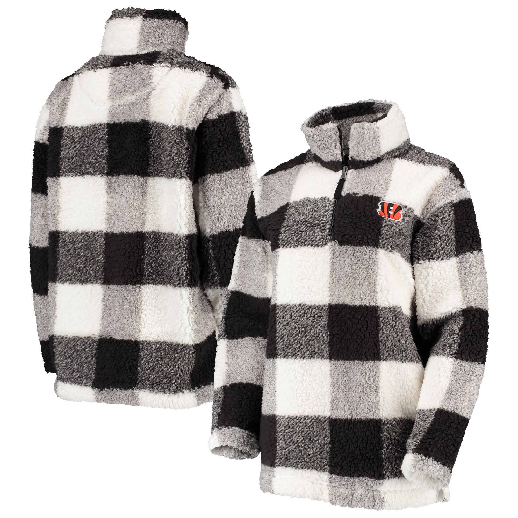 G-III Bengals Sherpa Plaid Quarter-Zip Jacket - Women's