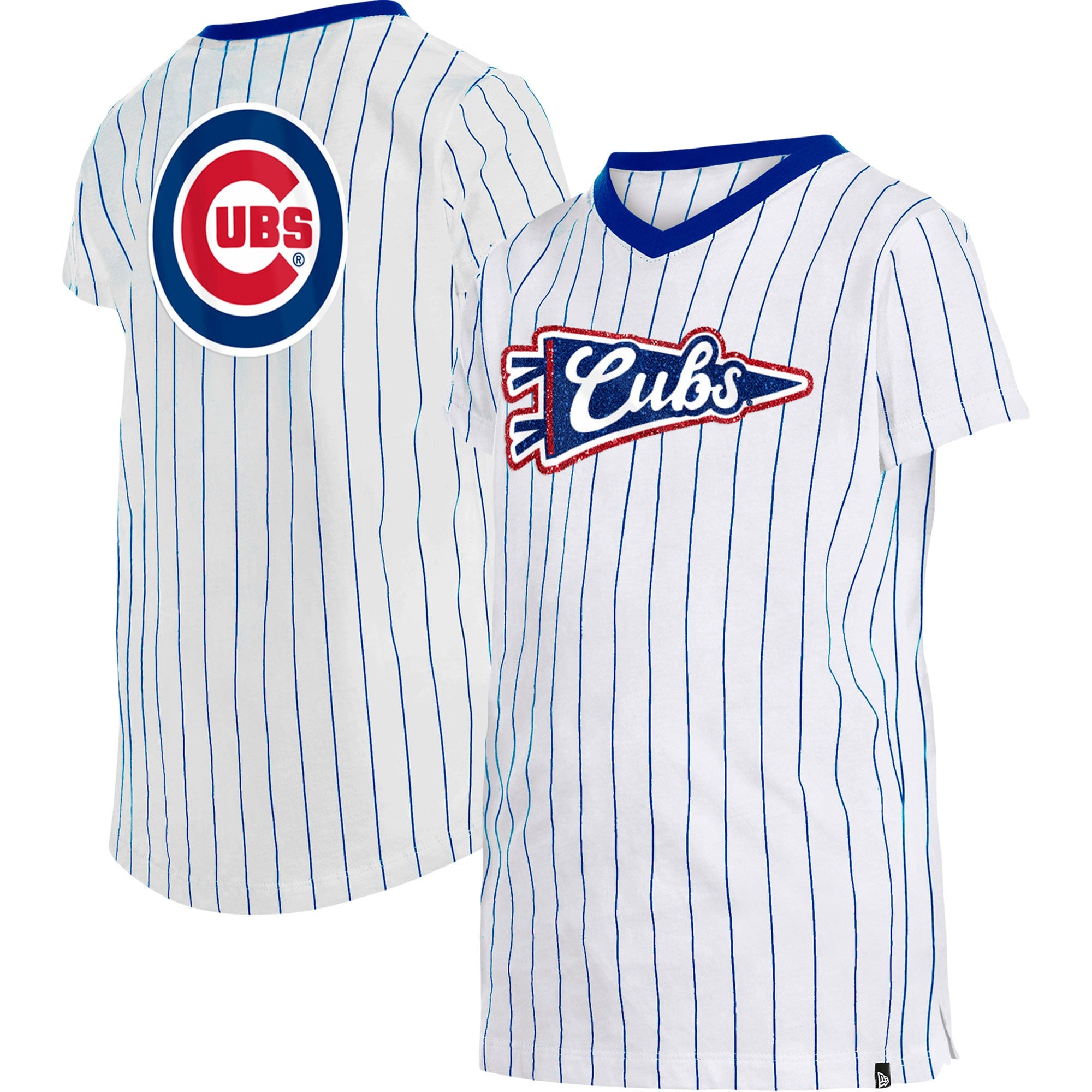 New Era Women's Chicago Cubs Pinstripe V-Neck T-Shirt - ShopStyle