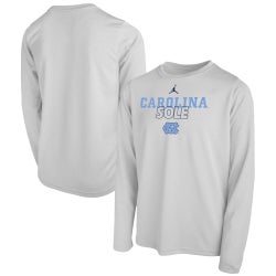 Boys' Grade School - Jordan North Carolina 2023 On Court Sole Bench T-Shirt - White