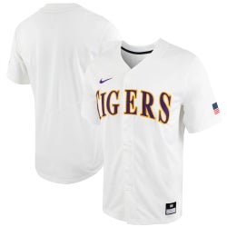 Men's - Nike LSU Replica Full-Button Baseball Jersey - White
