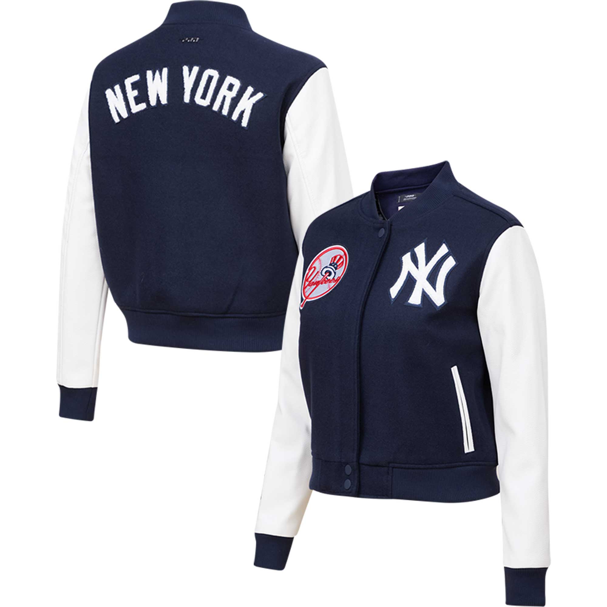Men's New York Yankees Pro Standard Navy Mash Up Logo Varsity Full-Zip  Jacket