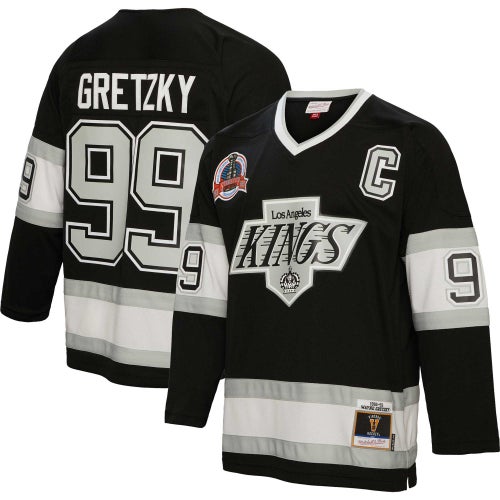 Shop Mitchell & Ness Mens Wayne Gretzky  Kings 1992/93 Captain Patch Line Jersey In Black