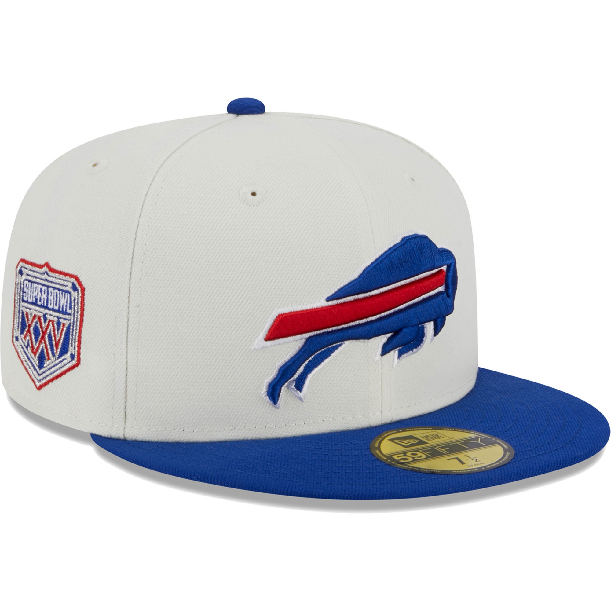 RARE! New Era 59Fifty NFL BUFFALO BILLS Retro Logo Fitted White Hat Cap  Size 7