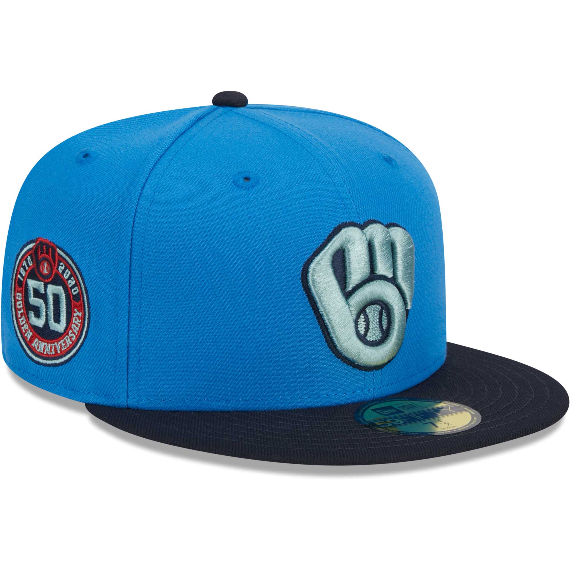 Men's New Era White Milwaukee Brewers 50th Anniversary Side Patch 59FIFTY  Fitted Hat - Yahoo Shopping