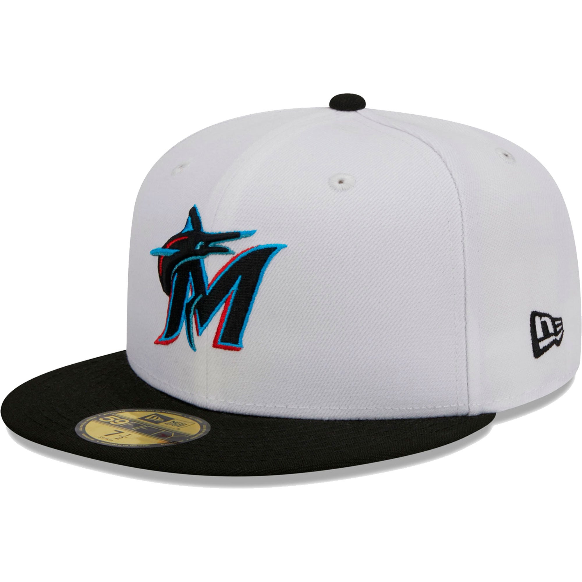 New Era 59FIFTY Men's MLB Miami Marlins Low Profile Black Fitted Cap 7 3/4