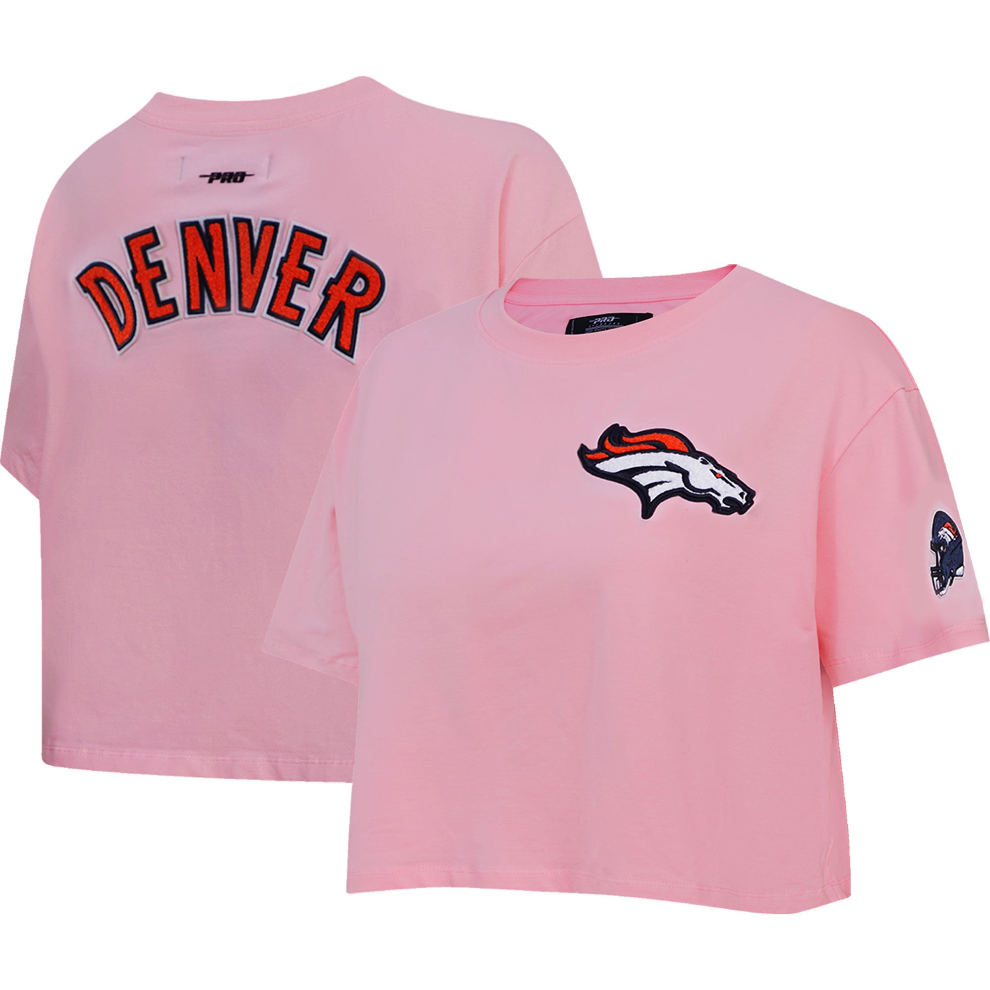 Lids Denver Broncos Pro Standard Women's Cropped Boxy T-Shirt - Pink