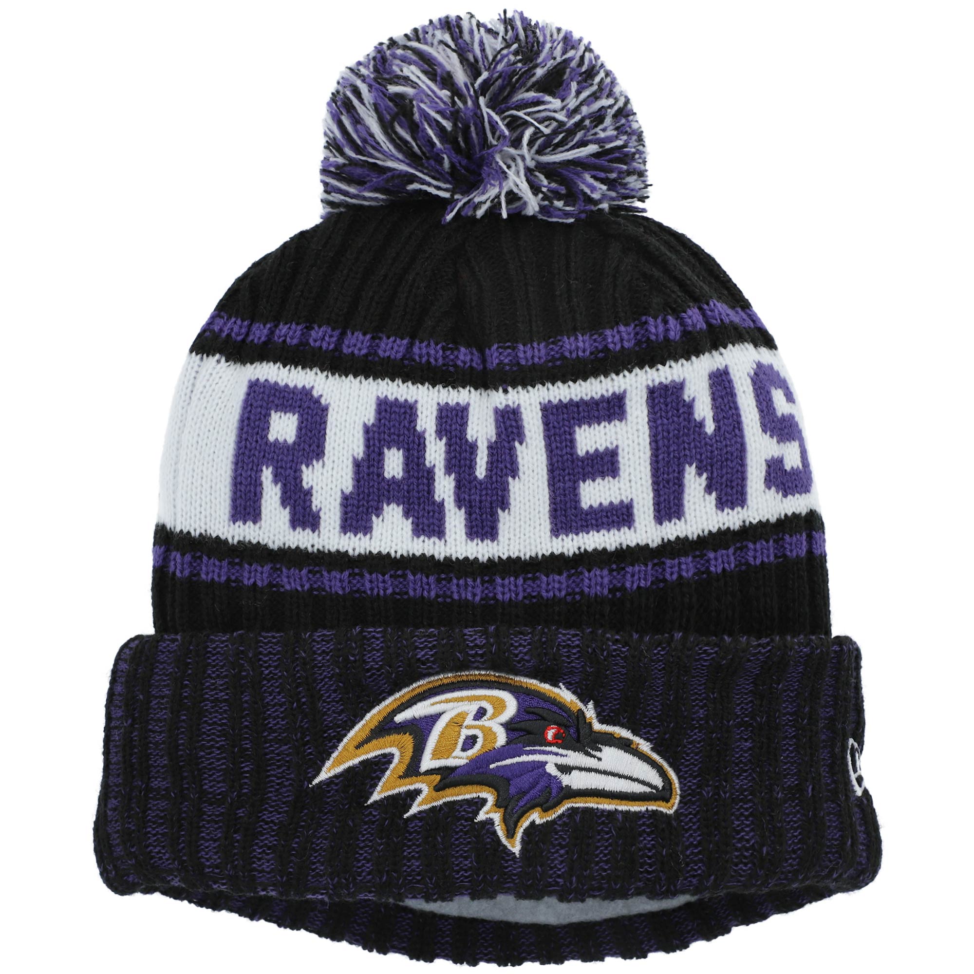 New Era Men's Baltimore Ravens Black Sideline Sport Knit Beanie