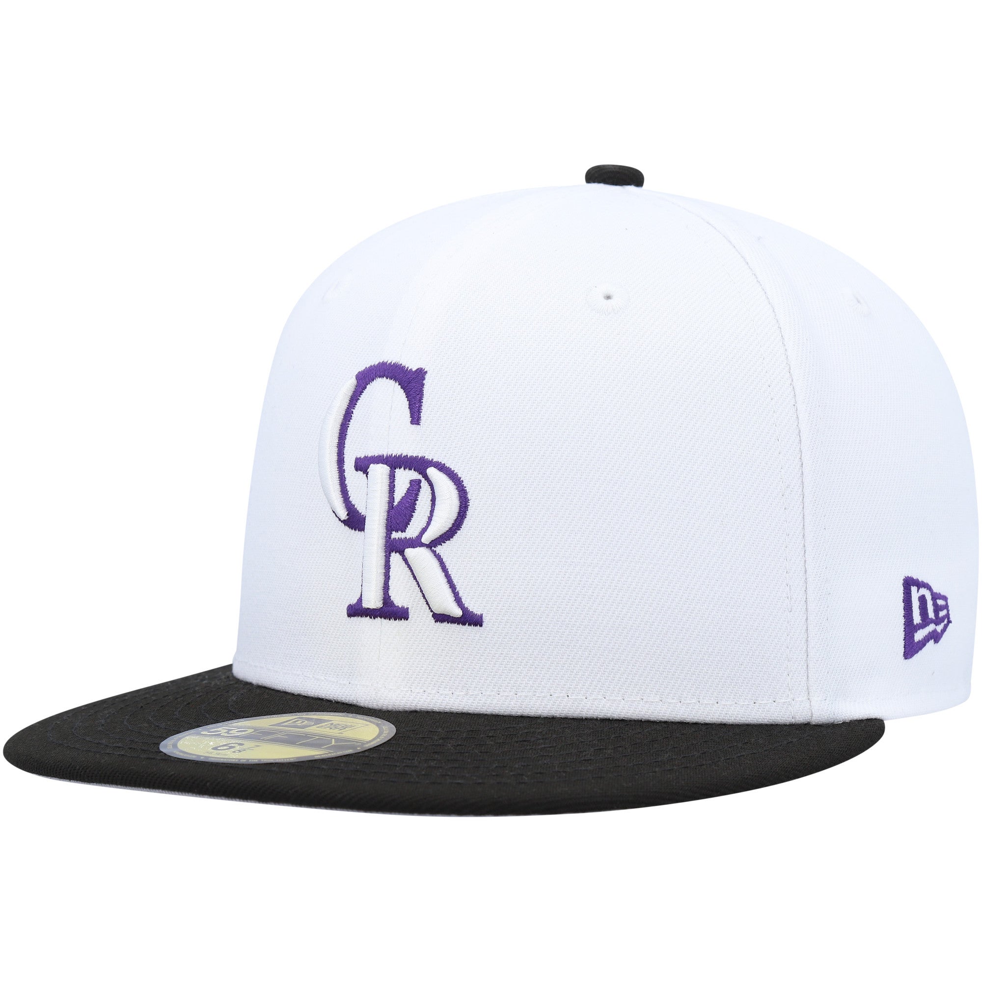 Officially Licensed MLB Men's New Era on White Fitted Hat - Rockies