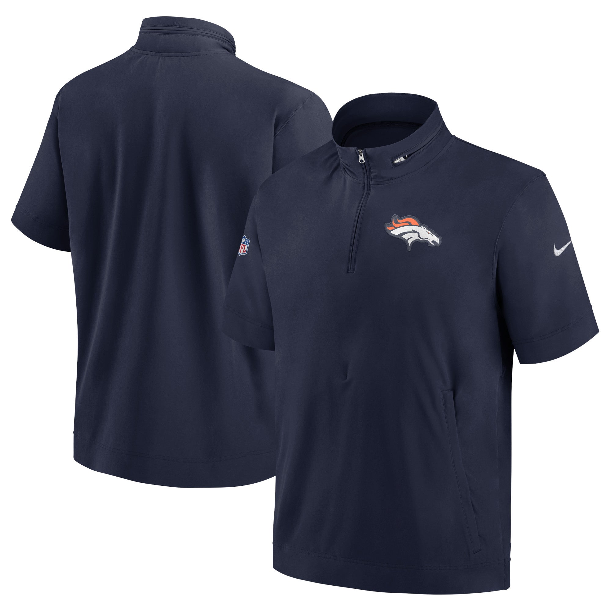 Nike Broncos Sideline Coach S/S Hoodie 3/Zip Jacket - Men's