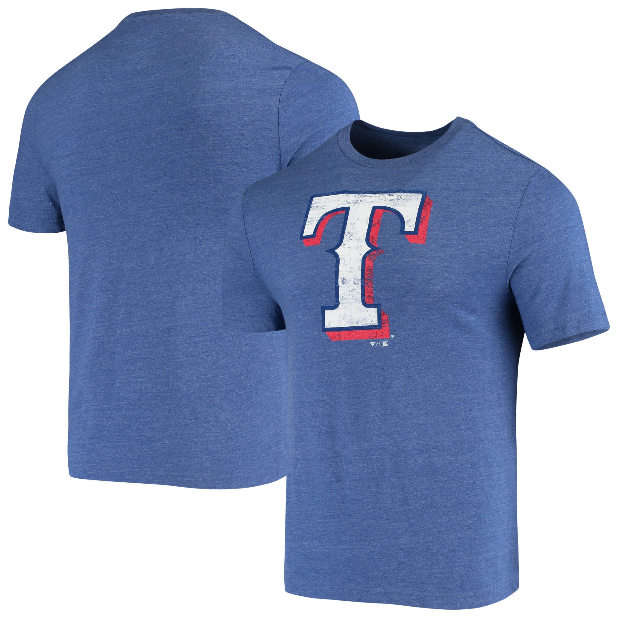 Texas Rangers Fanatics Branded Weathered Official Logo Tri-Blend T