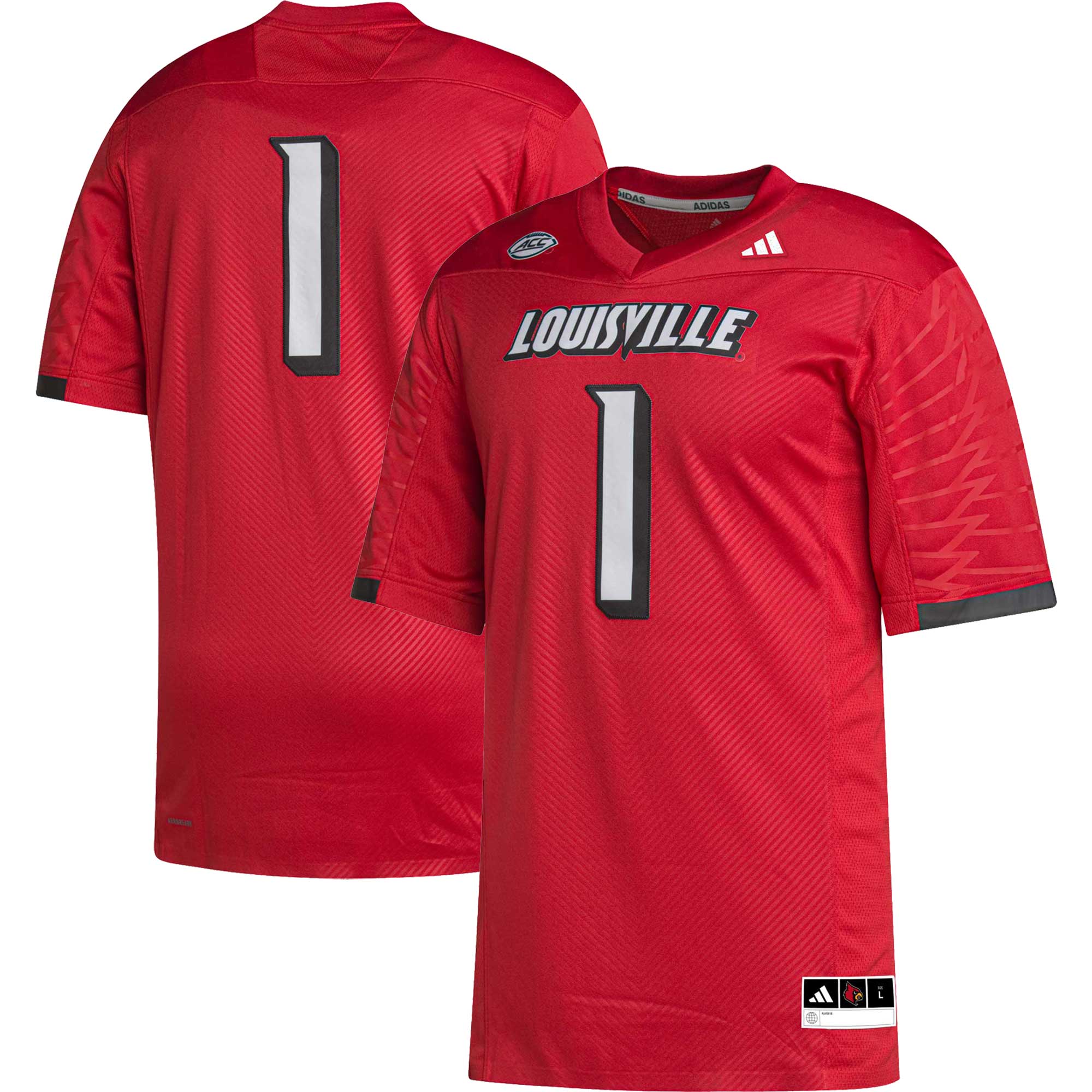 Men's Adidas #1 Black Louisville Cardinals Premier Football Jersey