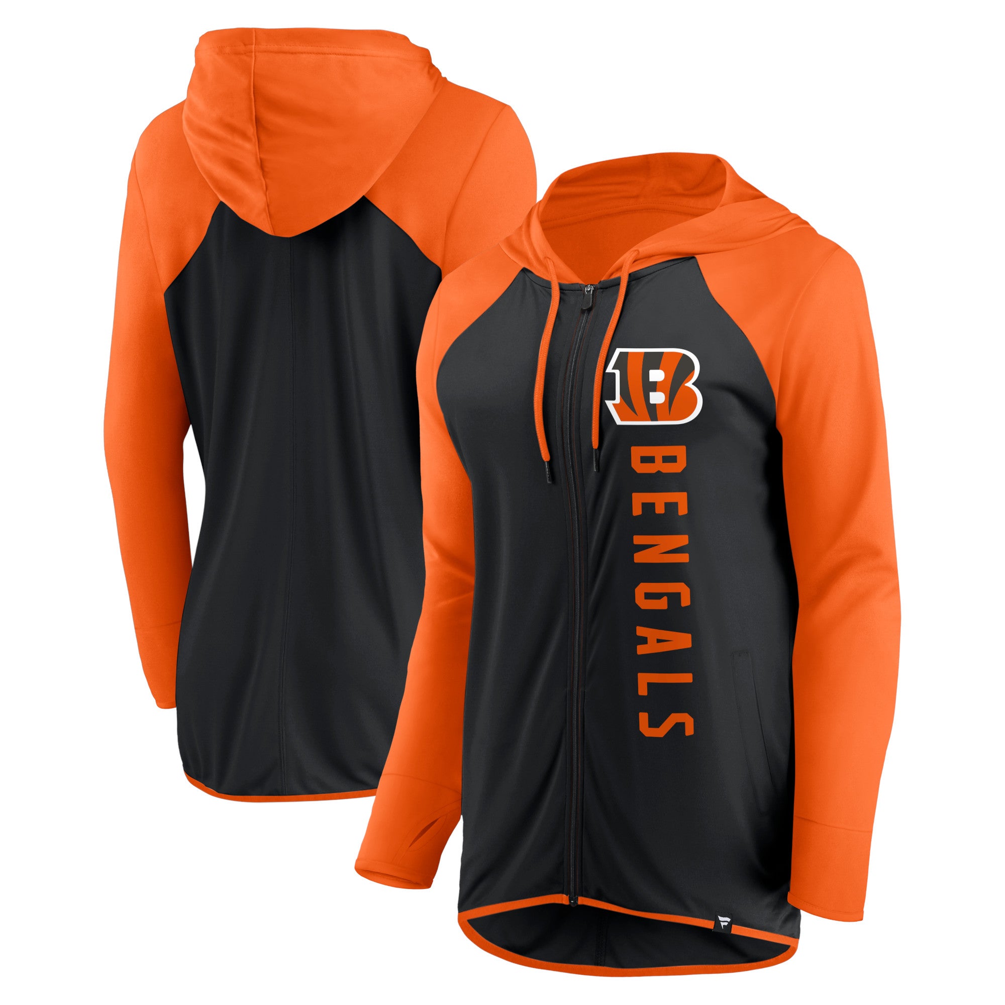 Women's Fanatics Branded Black/Orange Cincinnati Bengals Forever Fan  Full-Zip Hoodie