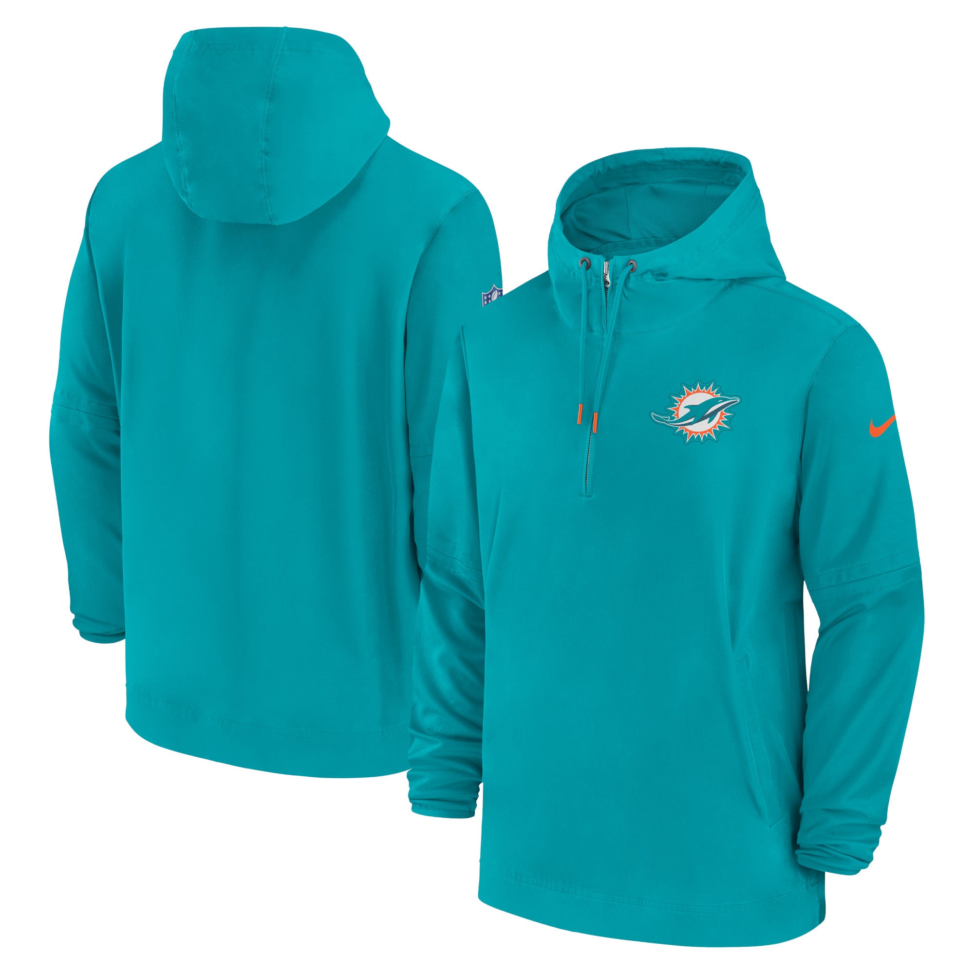 Officially Licensed NFL 1/2 Zip Pullover Hooded Jacket - Dolphins