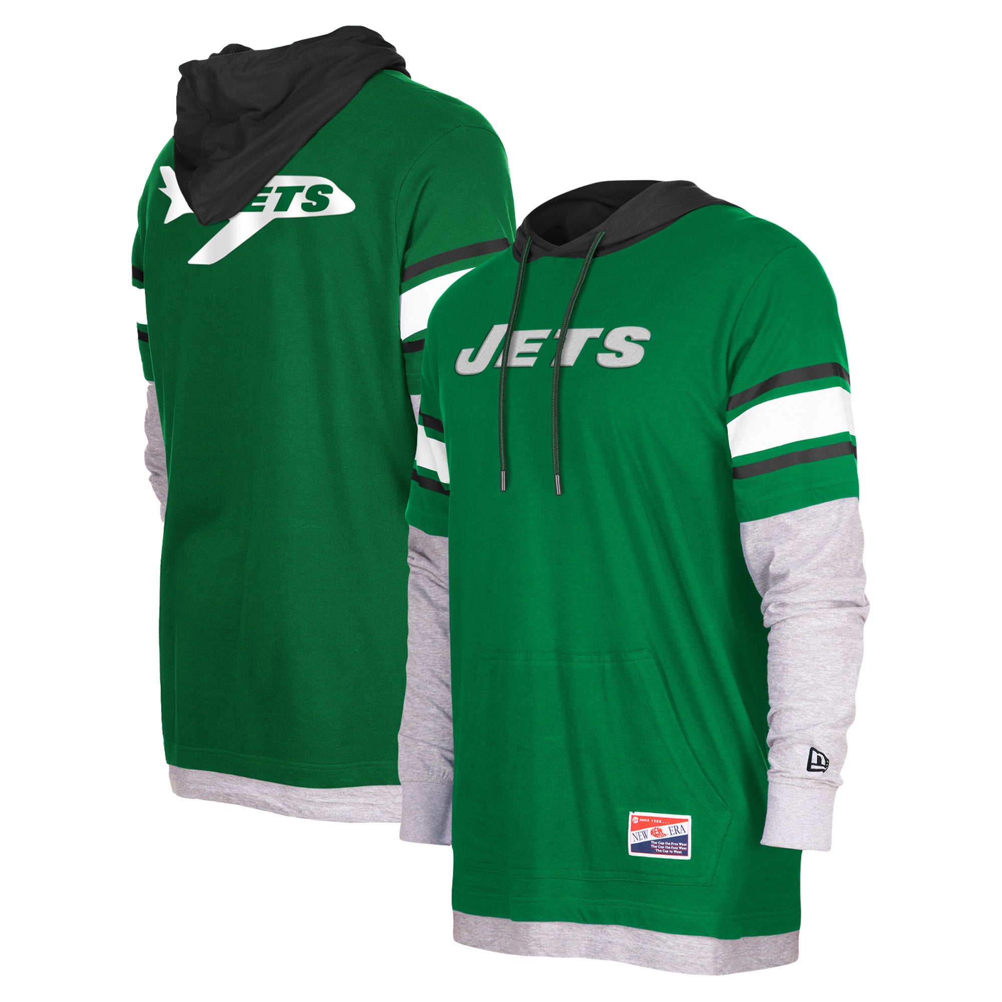 New Era Jets Throwback Long Sleeve Hoodie T-Shirt