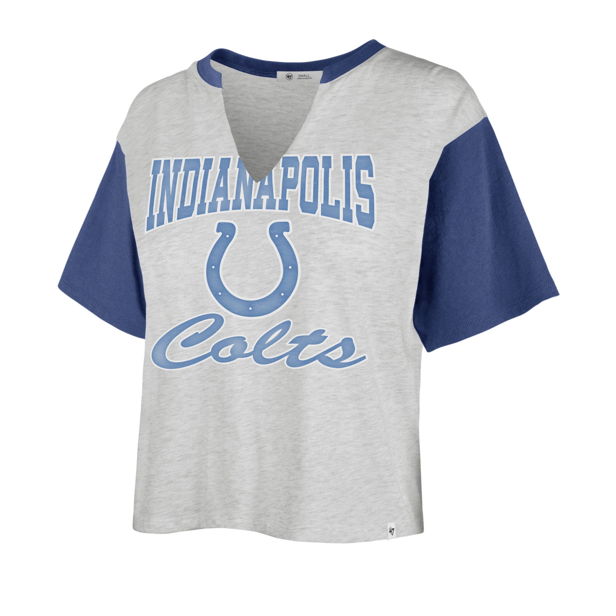 47 Brand Colts Sandy Daze Dolly V-Neck Cropped T-Shirt