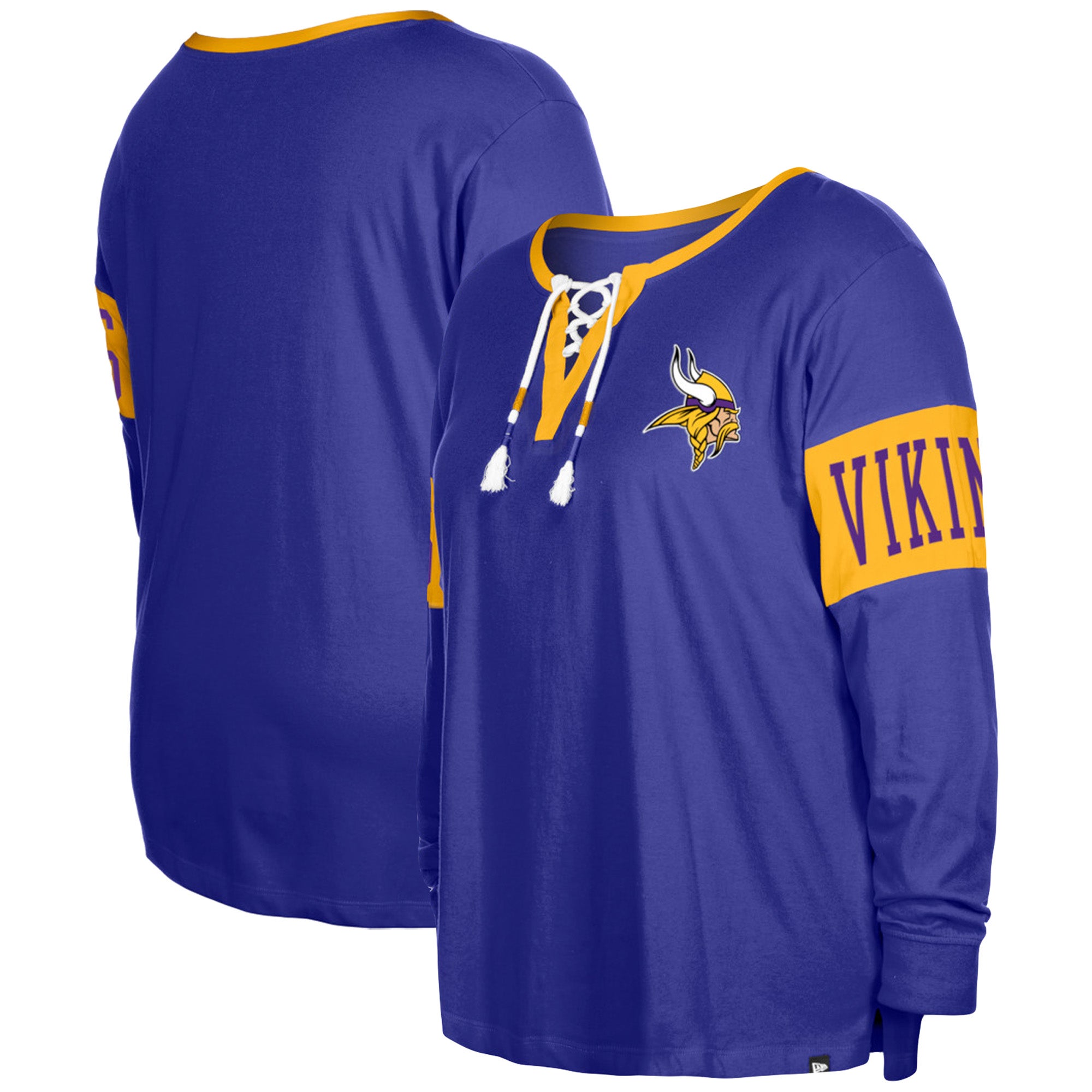 New Era Vikings Plus Size Lace-Up Long Sleeve T-Shirt