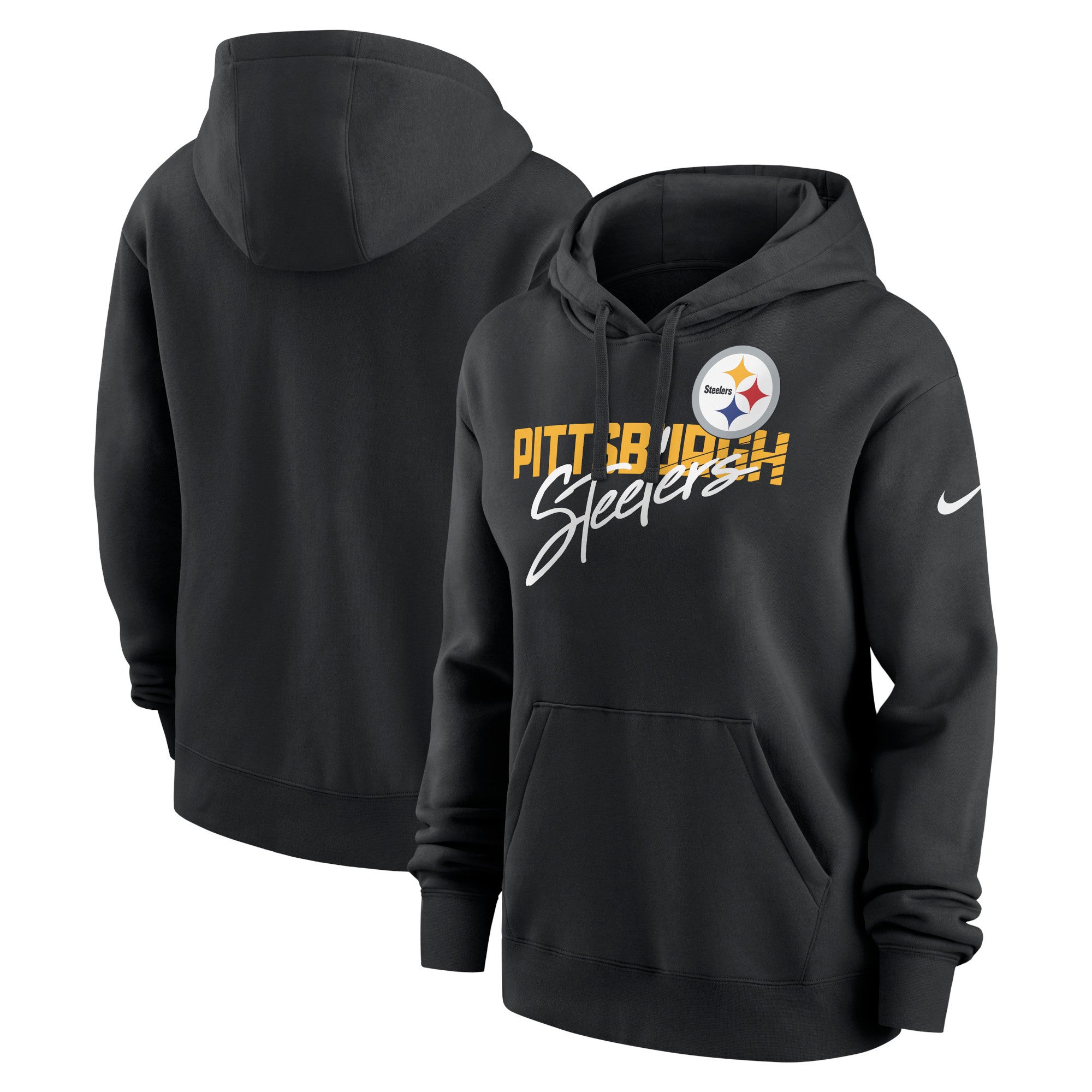 Pittsburgh Steelers Nike Women's Wordmark Club Fleece Pullover Hoodie -  Black