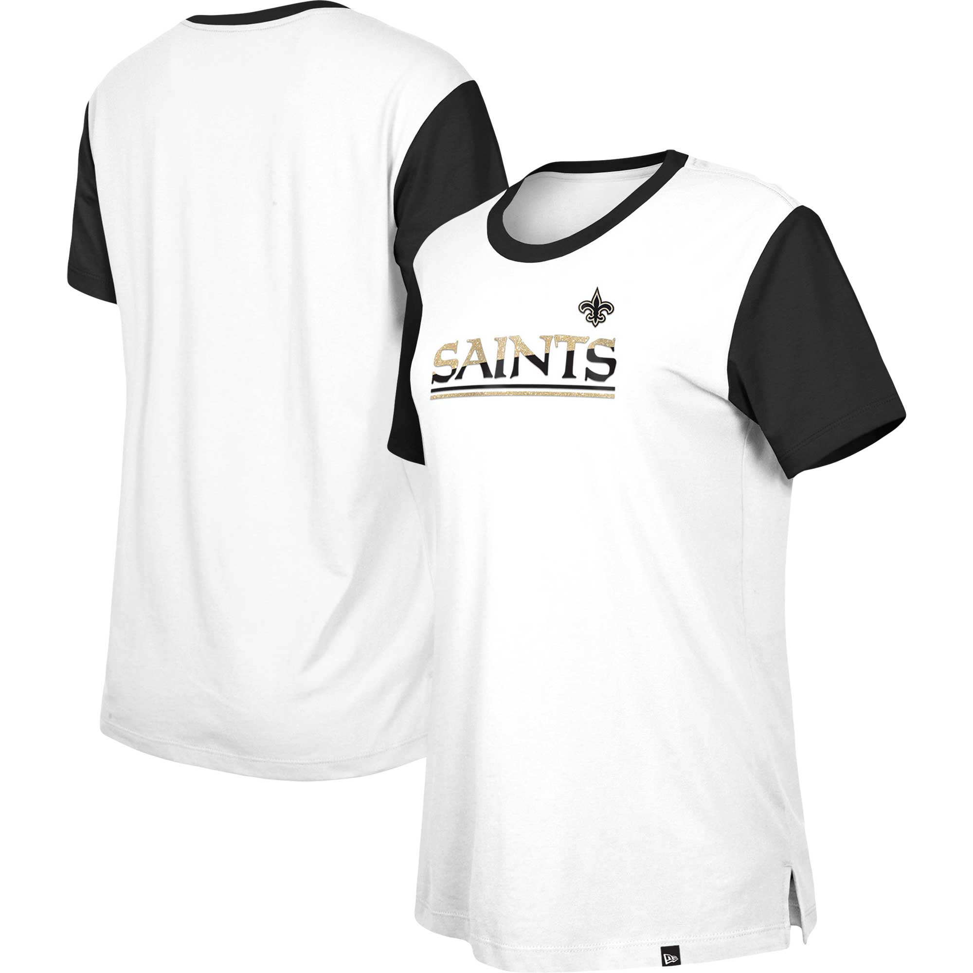 Women's New Era Black New Orleans Saints Tie Front Scoop Neck T-Shirt