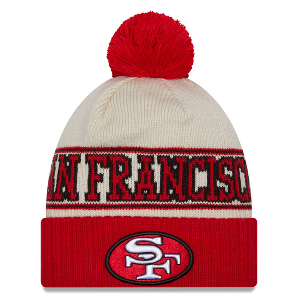 New Era 49ers 2023 Sideline Historic Pom Knit Hat Foot Locker