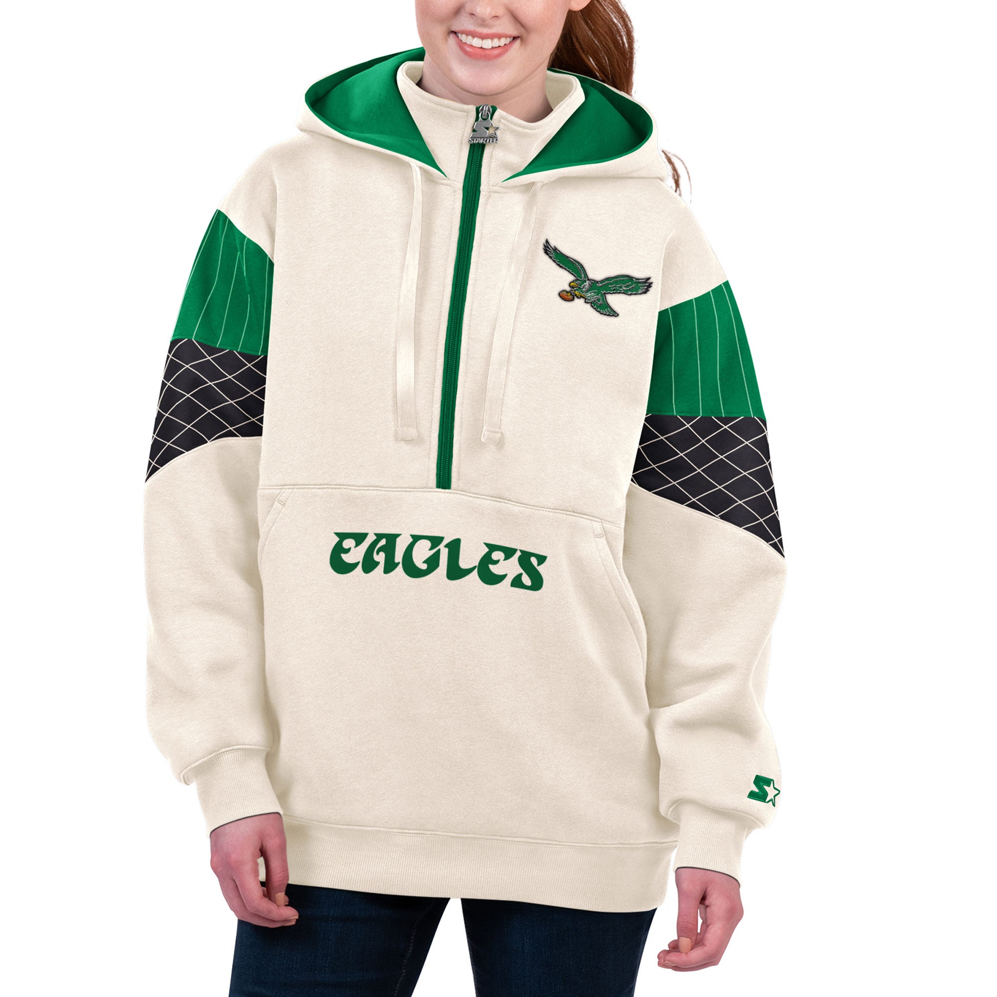 Starter Eagles Throwback Teammate 1/2 Zip Hoodie