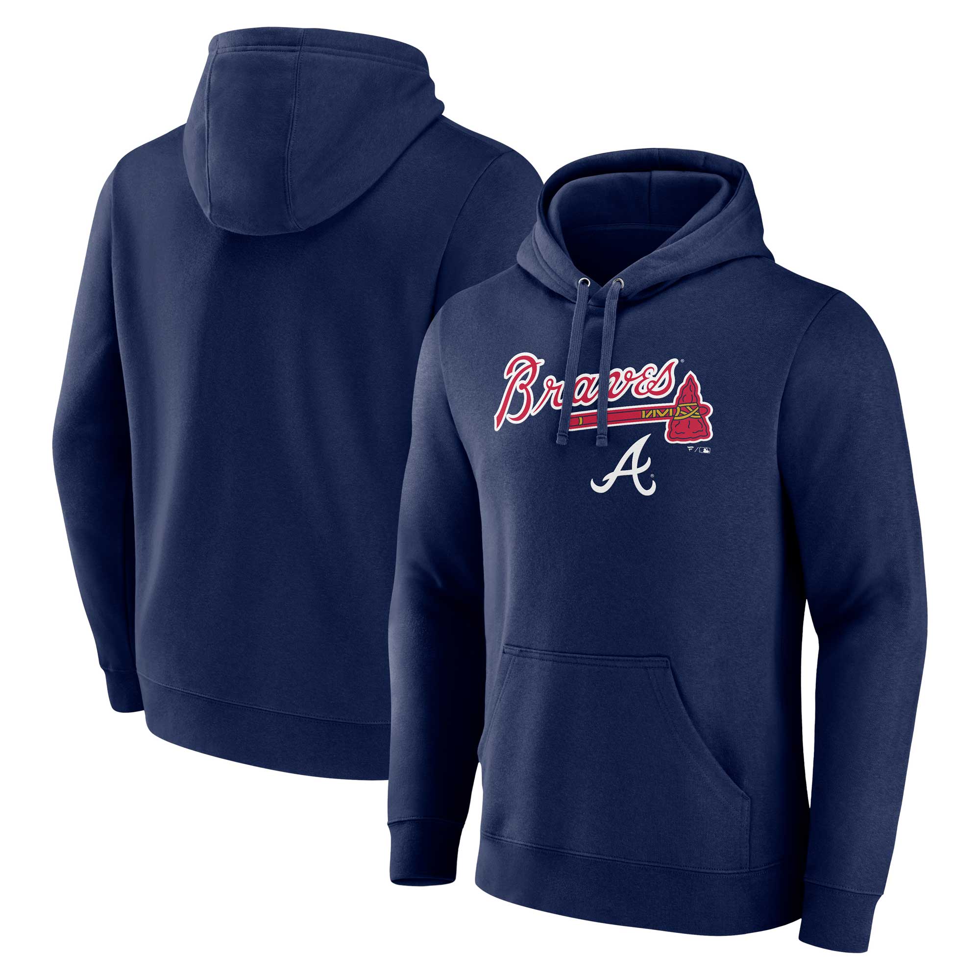 Atlanta Braves Fanatics Branded Team Logo Lockup Fitted Pullover Hoodie -  Navy