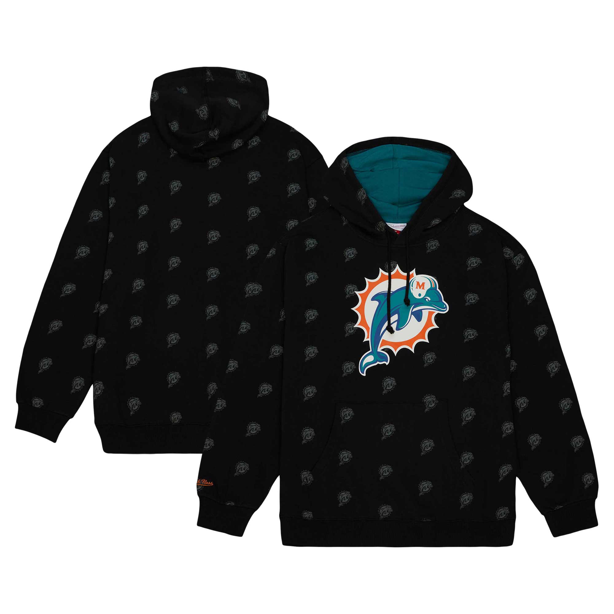 Mitchell & Ness Dolphins Allover Print Fleece Pullover Hoodie