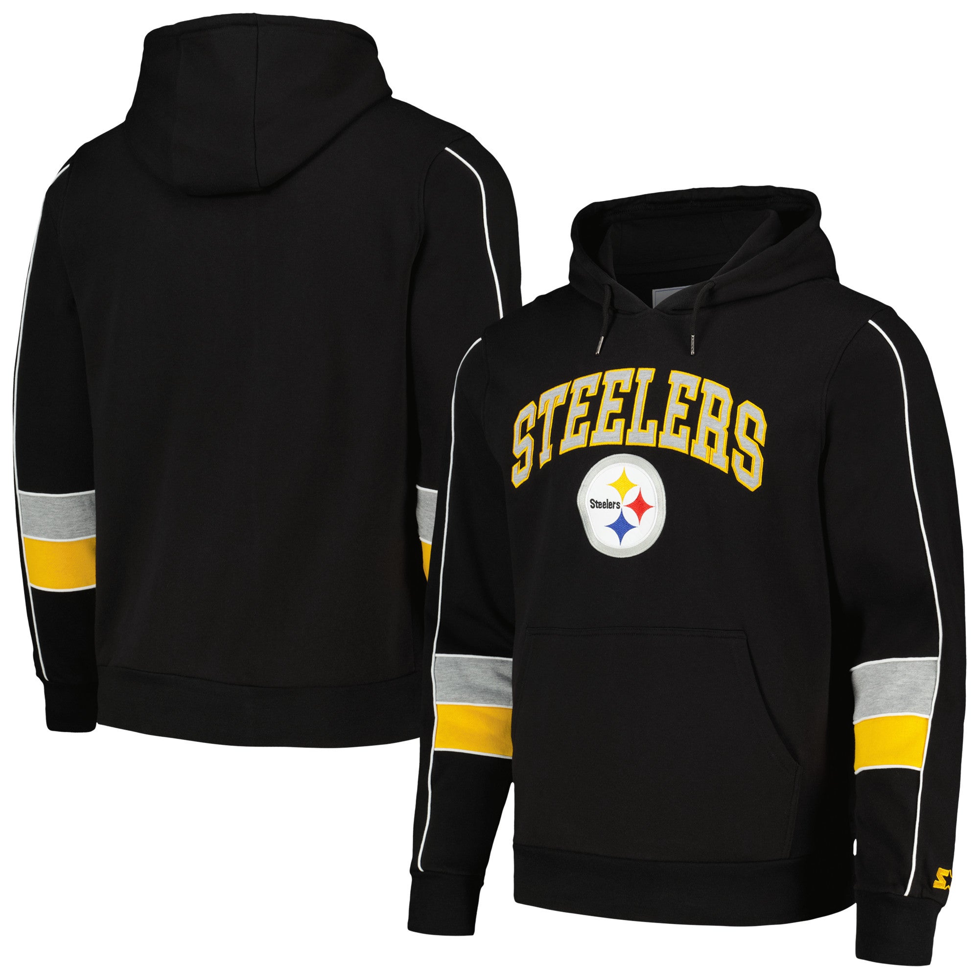 Steelers M Starter Snap Fleece Pullover Hoodie - The Locker Room of Downey