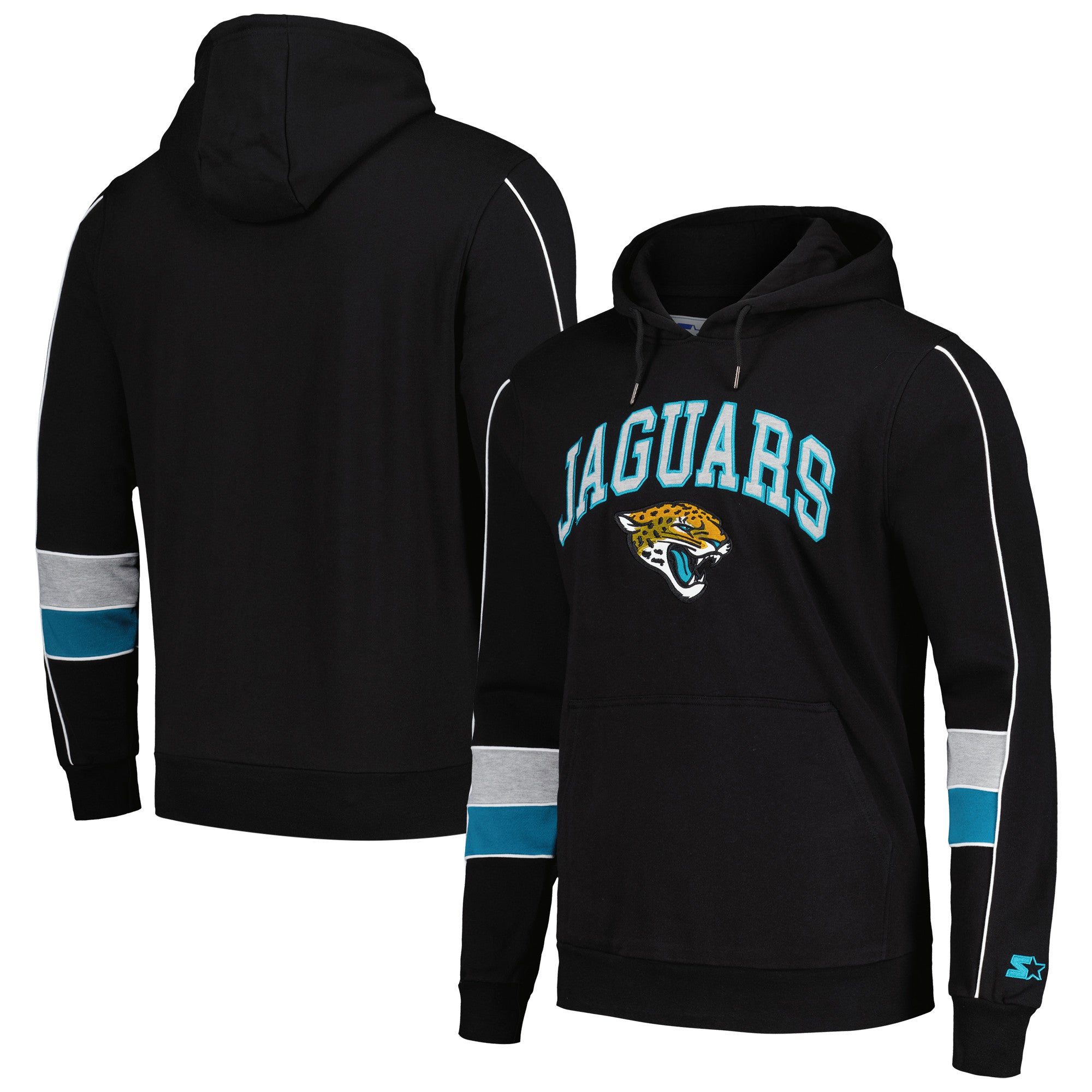 Men's Starter Black Jacksonville Jaguars Captain Pullover Hoodie Size: Small