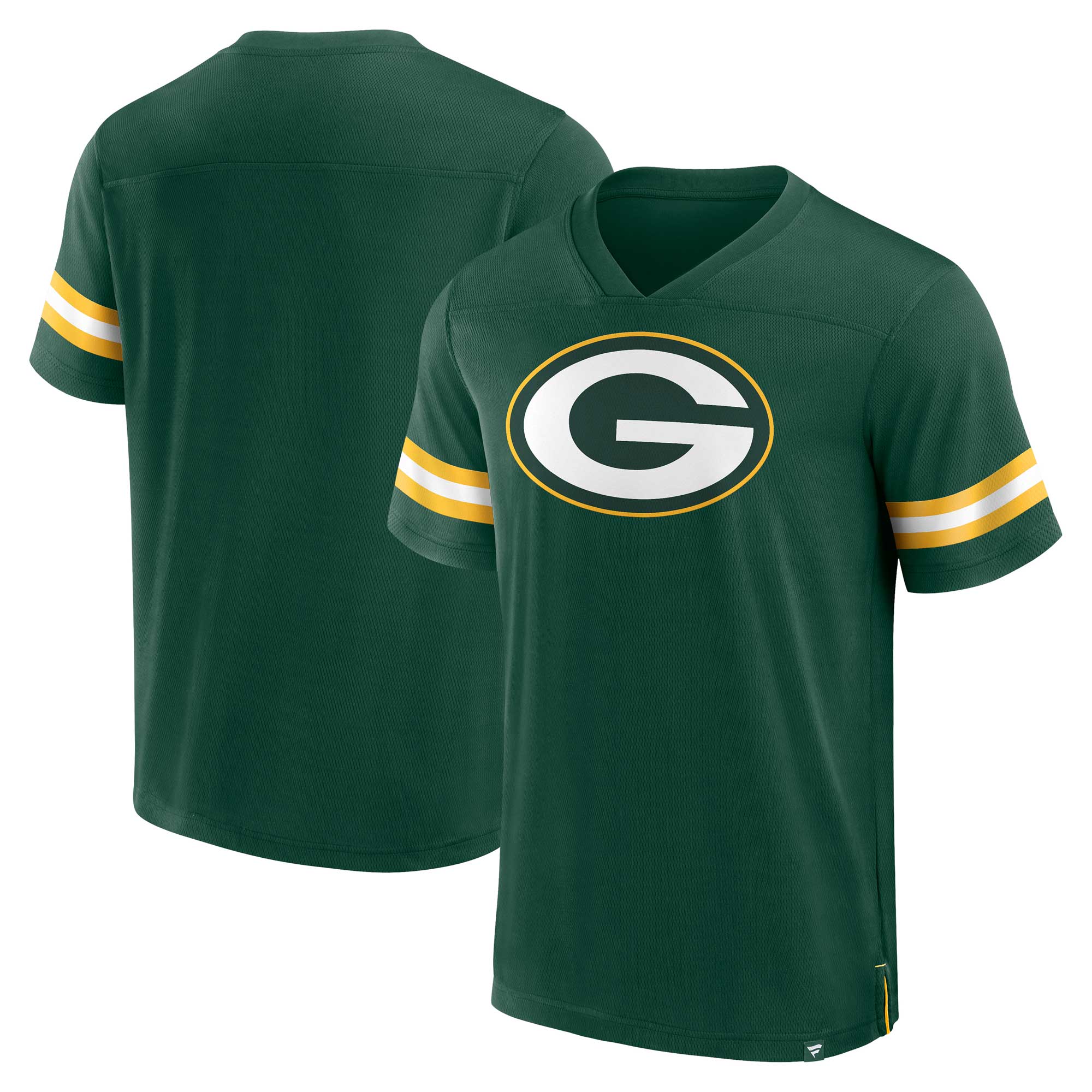 Men's Fanatics Branded Green Bay Packers Jersey Tackle V-Neck T-Shirt Size: Medium