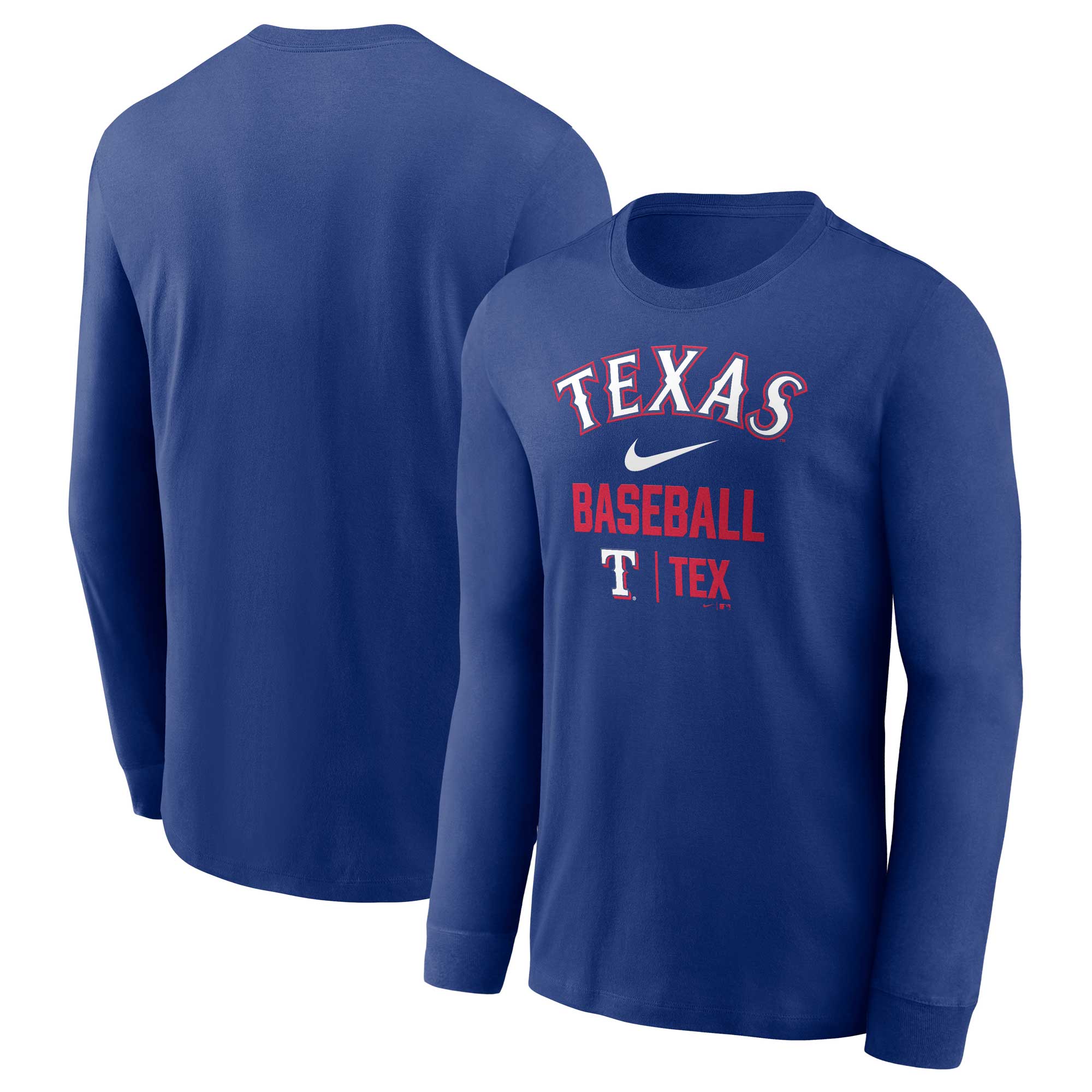 Men's Texas Rangers Nike Royal Tri Code Diamond Long Sleeve T-Shirt