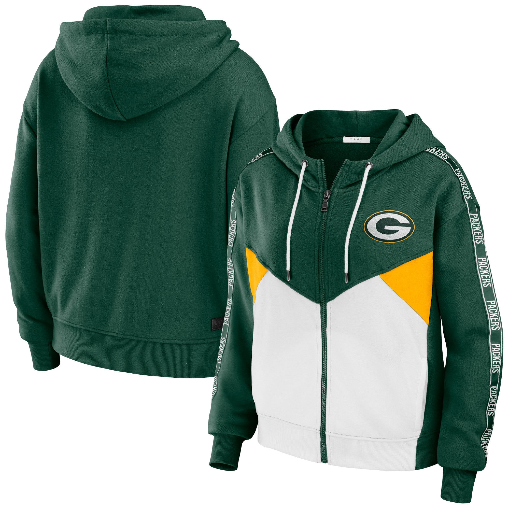 Green Bay Packers WEAR by Erin Andrews Women's Color Block Long Sleeve T- Shirt - Green/Gold