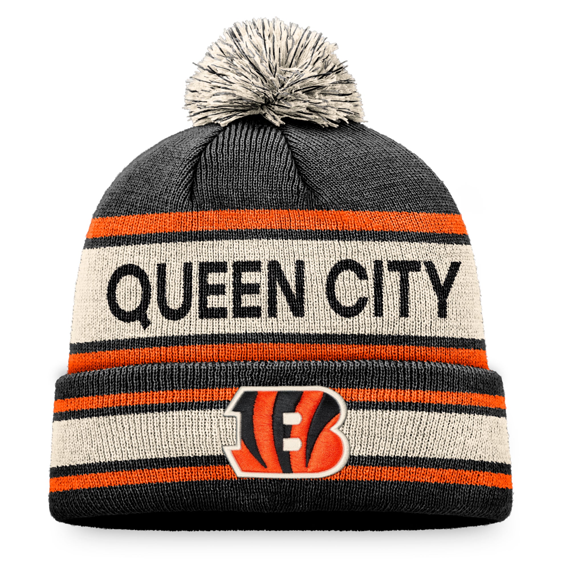 Women's Cincinnati Bengals Colors Beanie Pom-Pom Hat, Hand Knit