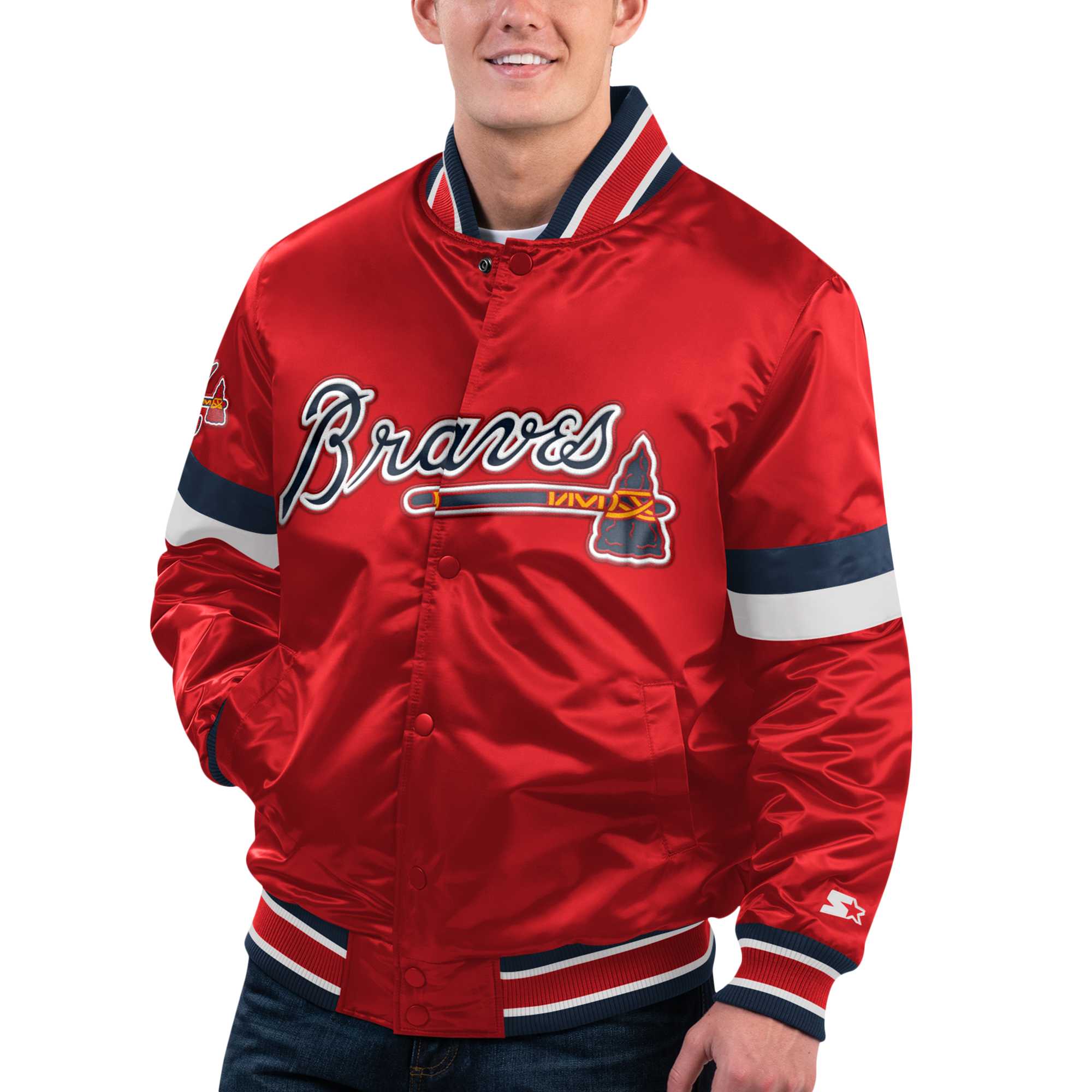 Starter Braves Home Game Full-Snap Varsity Jacket