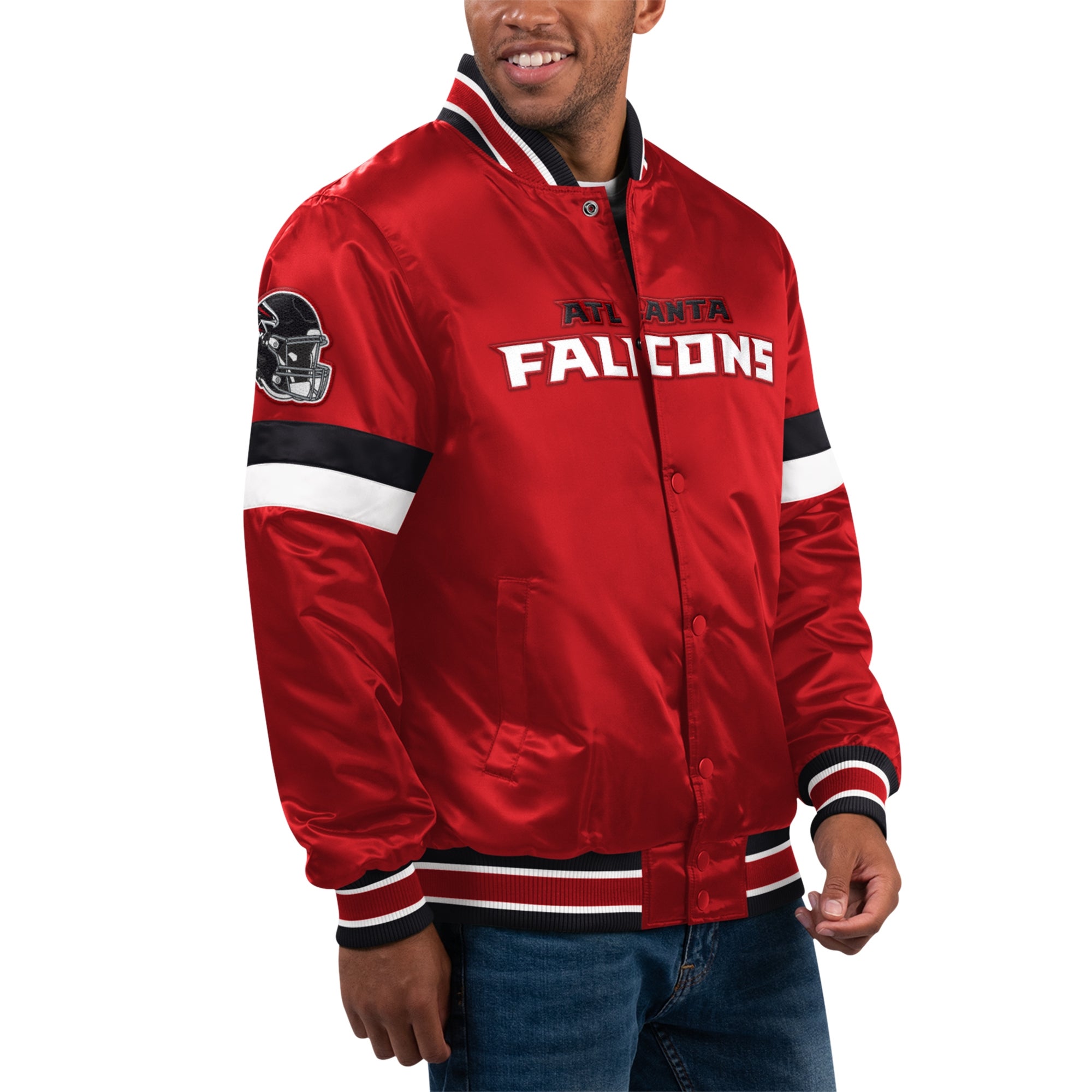 Atlanta Falcons Casual Hooded Bomber Jackets Varsity Jacket Snap