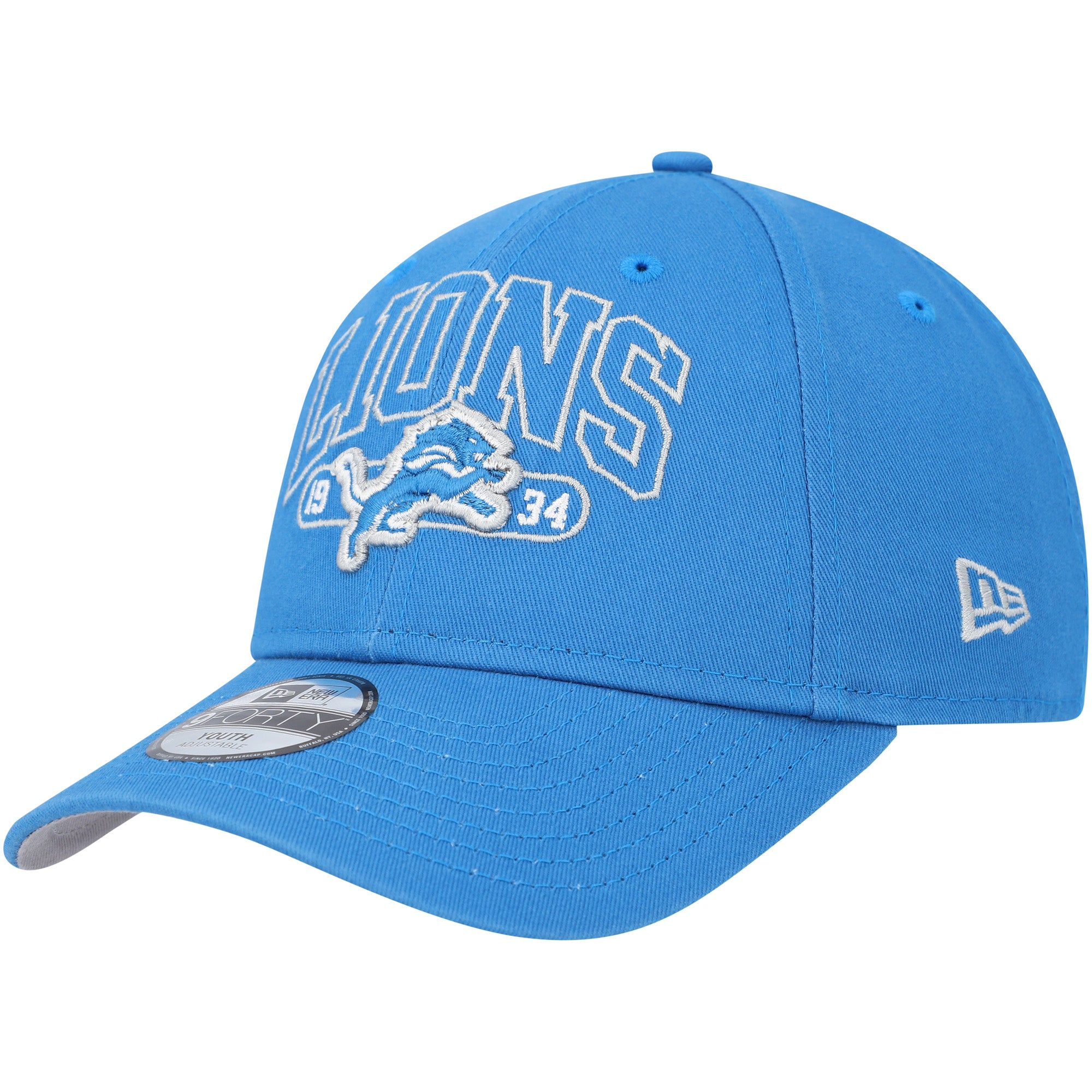 New Era, Accessories, Blue Detroit Lions Hat With Old School Logo