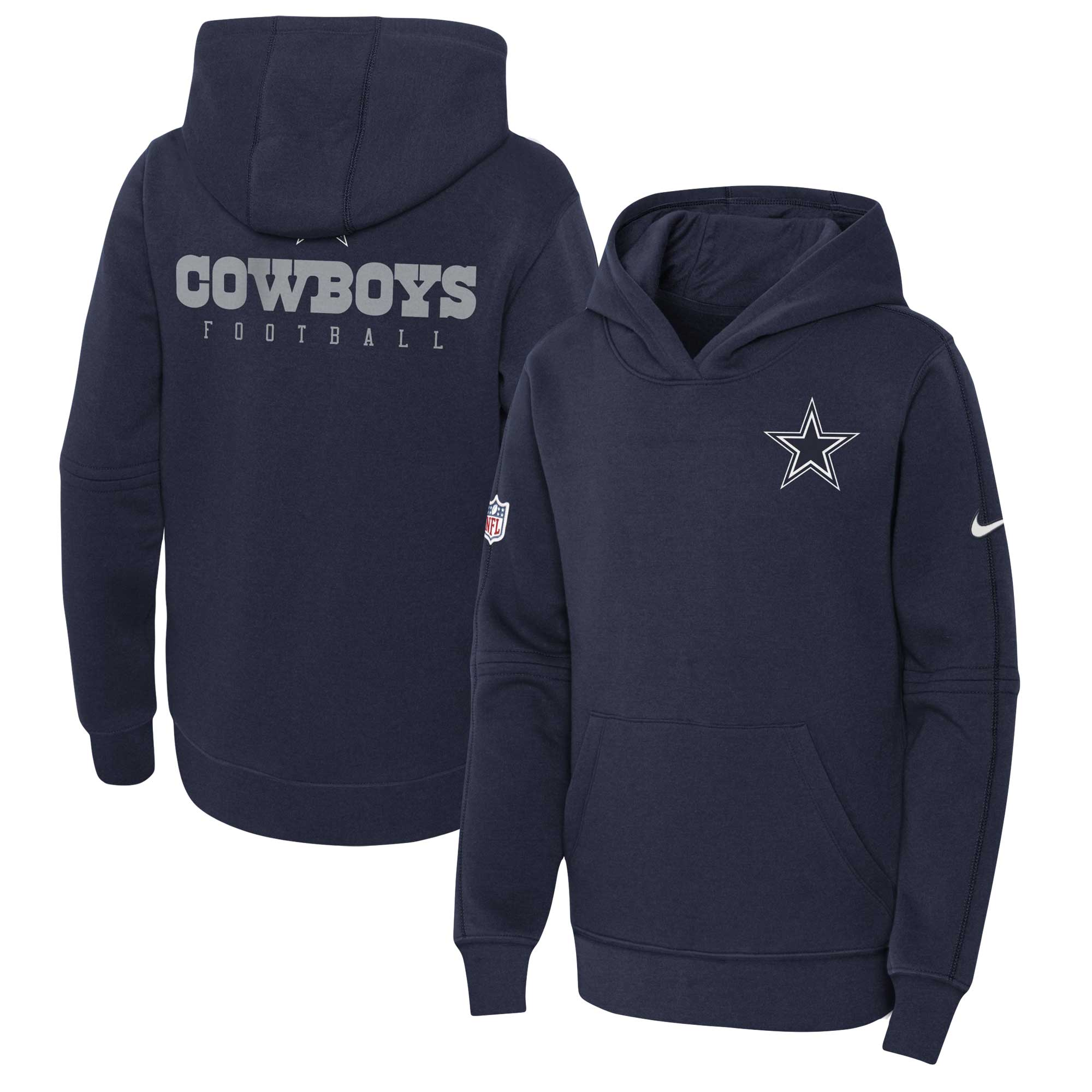 Dallas Cowboys Nike 2023 Sideline Club Hoodie Large Pewter