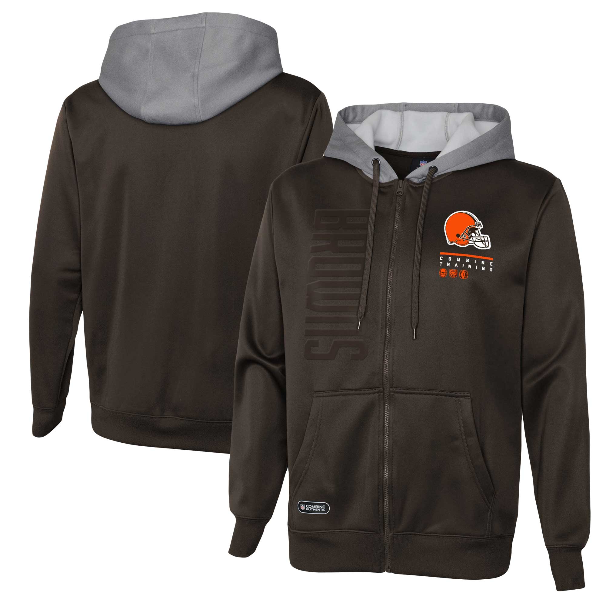 Outerstuff Men's Brown Cleveland Browns Combine Authentic Field Play  Full-Zip Hoodie Sweatshirt