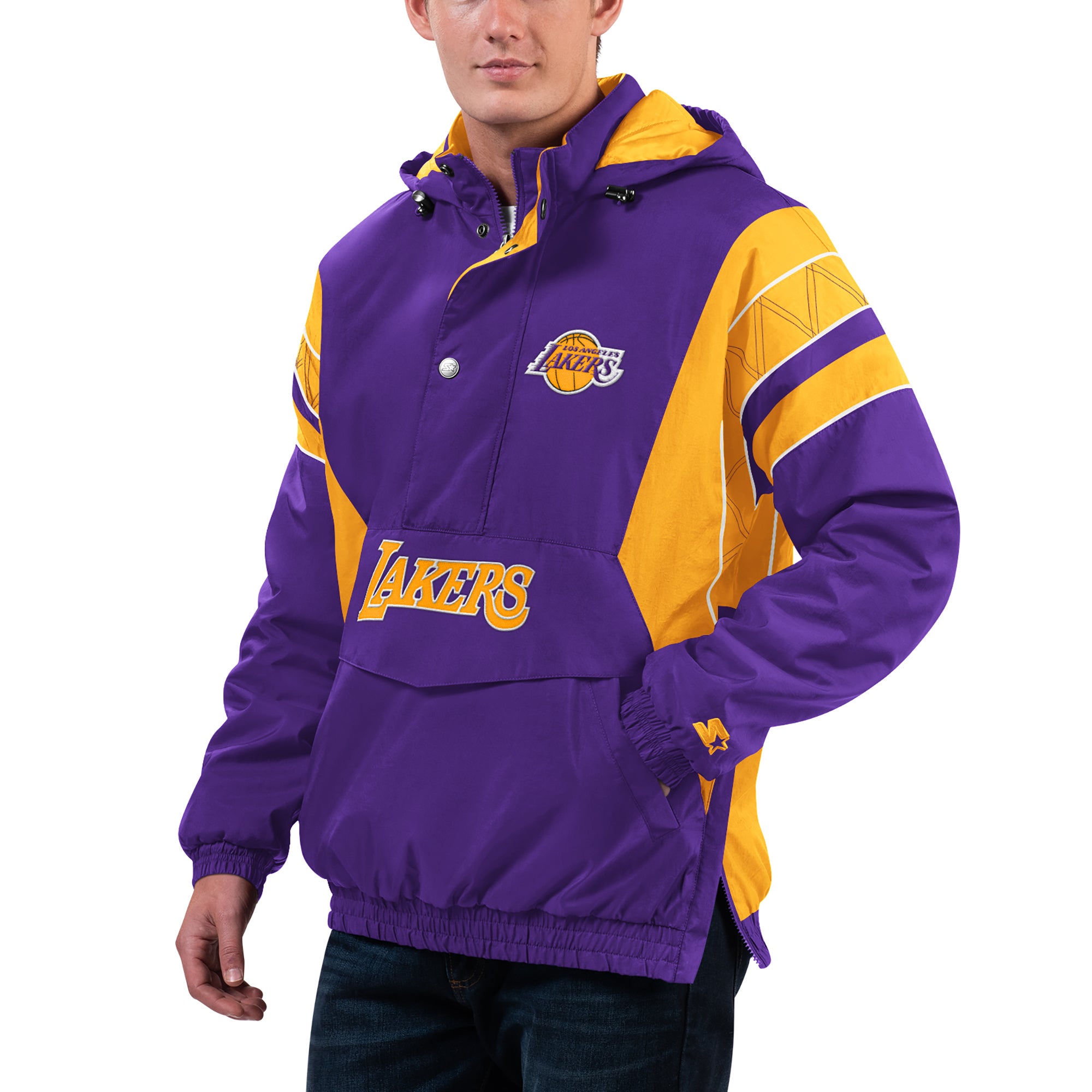 Starter Los Angeles Lakers Home Team Half-Zip Jacket L / White Mens Outerwear