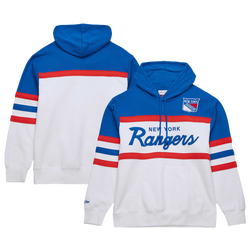 Men's - Mitchell & Ness Rangers Head Coach Pullover Hoodie - White