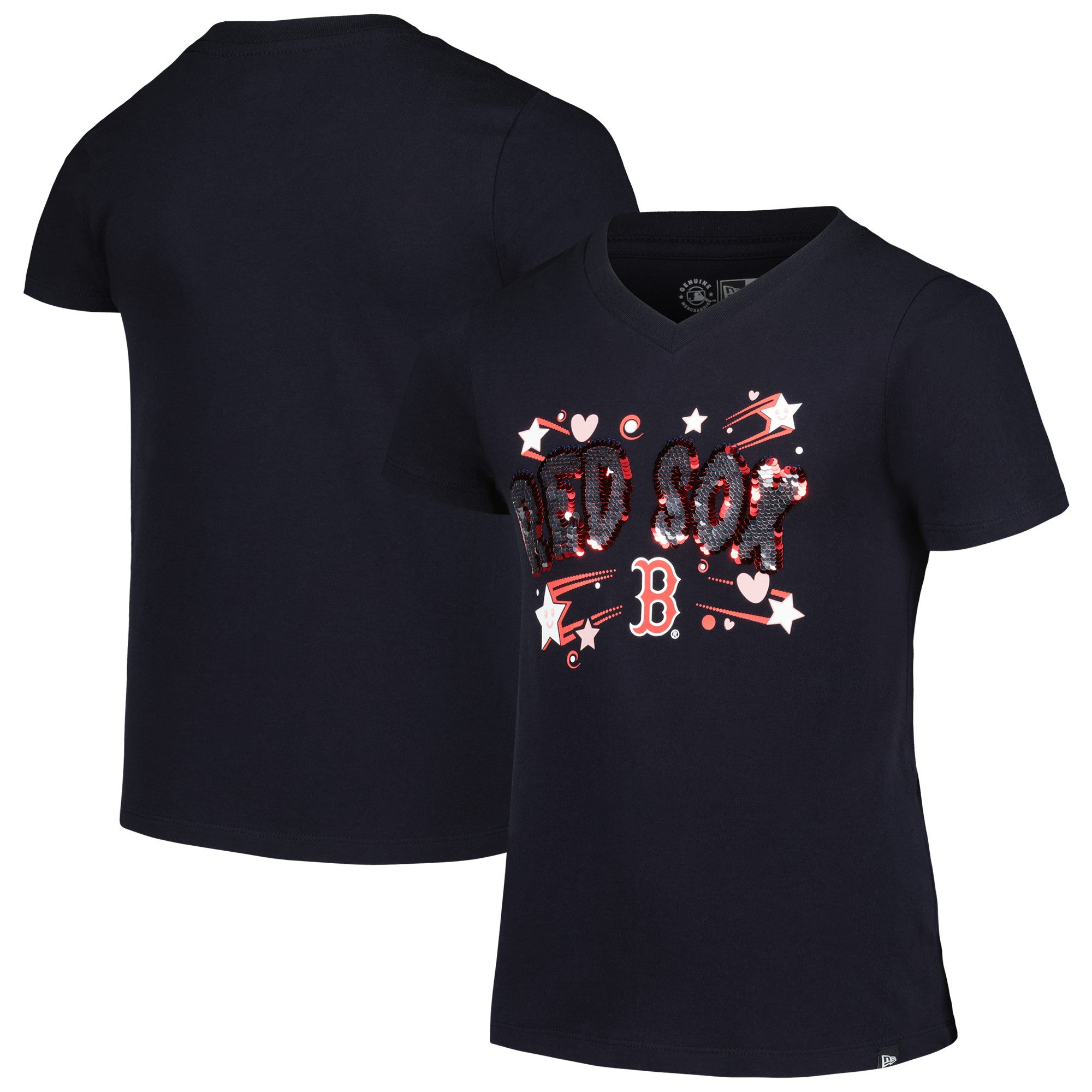 New Era Red Sox Sequin V-Neck T-Shirt | Foot Locker