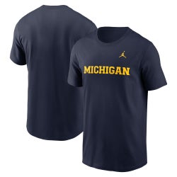 Men's - Jordan Michigan Primetime Evergreen Wordmark T-Shirt - Blue