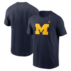 Men's - Jordan Michigan Primetime Evergreen Logo T-Shirt - Blue
