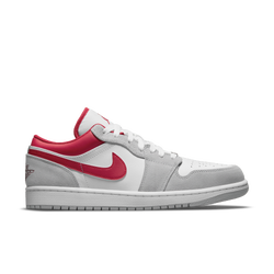 Men Shoes - Jordan 1 Low - Lt Smoke Grey-Gym Red-White