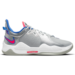 Men Shoes - Nike PG 5 - Metallic Silver-Laser Crimson