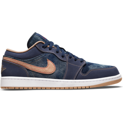 Men Shoes - Jordan 1 Low - Midnight Navy-Hemp-University Red
