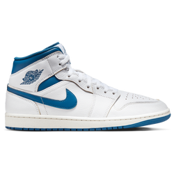 Men Shoes - Jordan 1 Mid - White-Industrial Blue-Sail