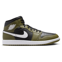 Men Shoes - Jordan 1 Mid - Black-White-Med Olive