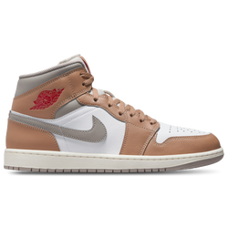 Men Shoes - Jordan 1 Mid - Hemp-Fire Red-White