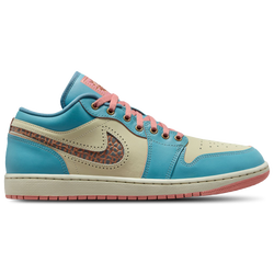 Men Shoes - Nike Air Jordan 1 Low - Denim Tuq-Smokey Blue-Red Stardust
